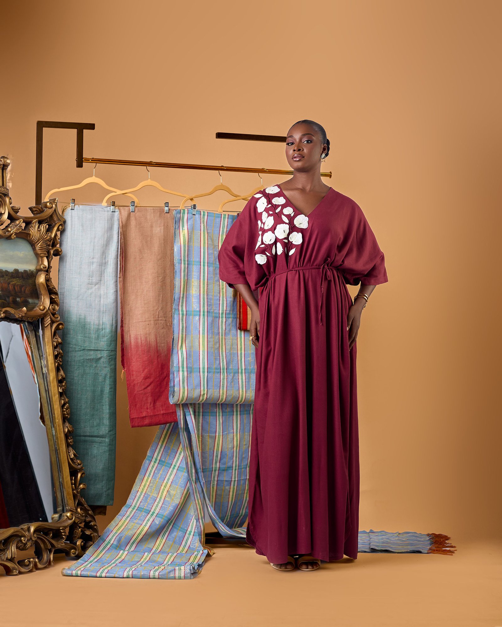 Salma Sculptural Auduga Draped Kaftan