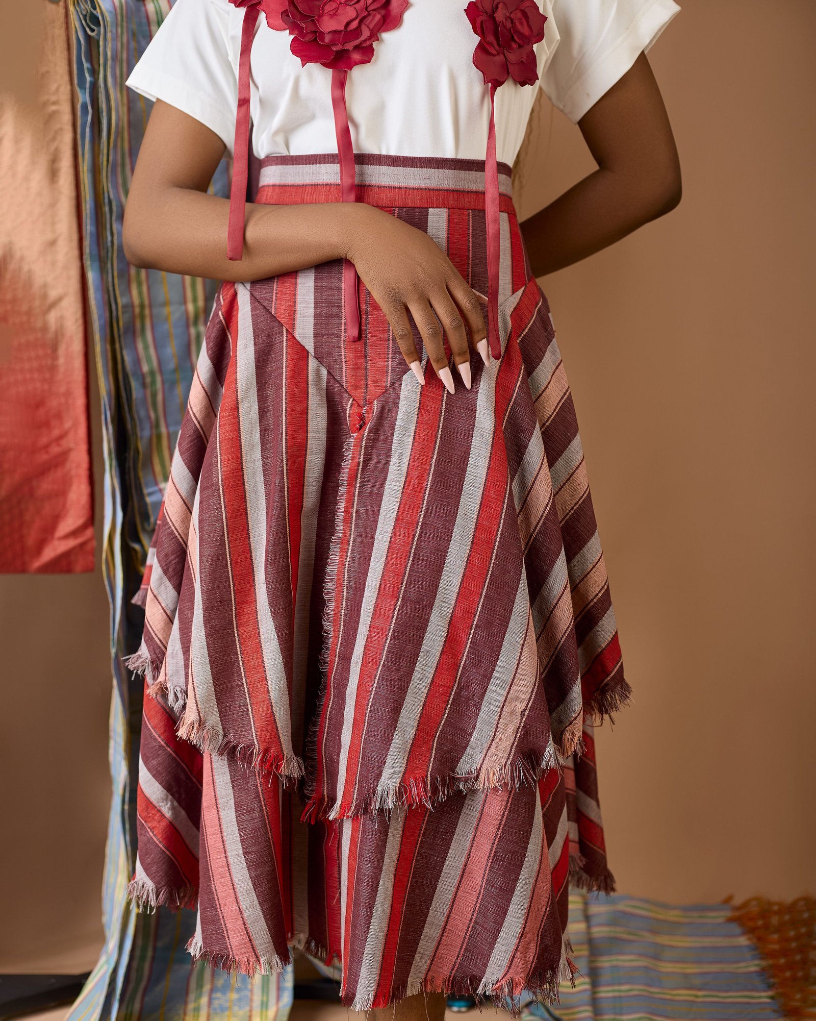 Mira Sculptural 3D Floral & Handwoven Tsaki Ensemble