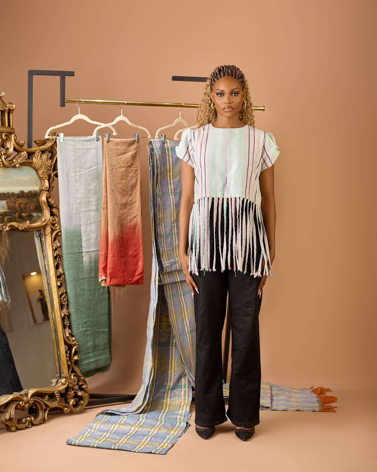 RABI: Hand-Loomed Tsaki Fringe Statement Top
