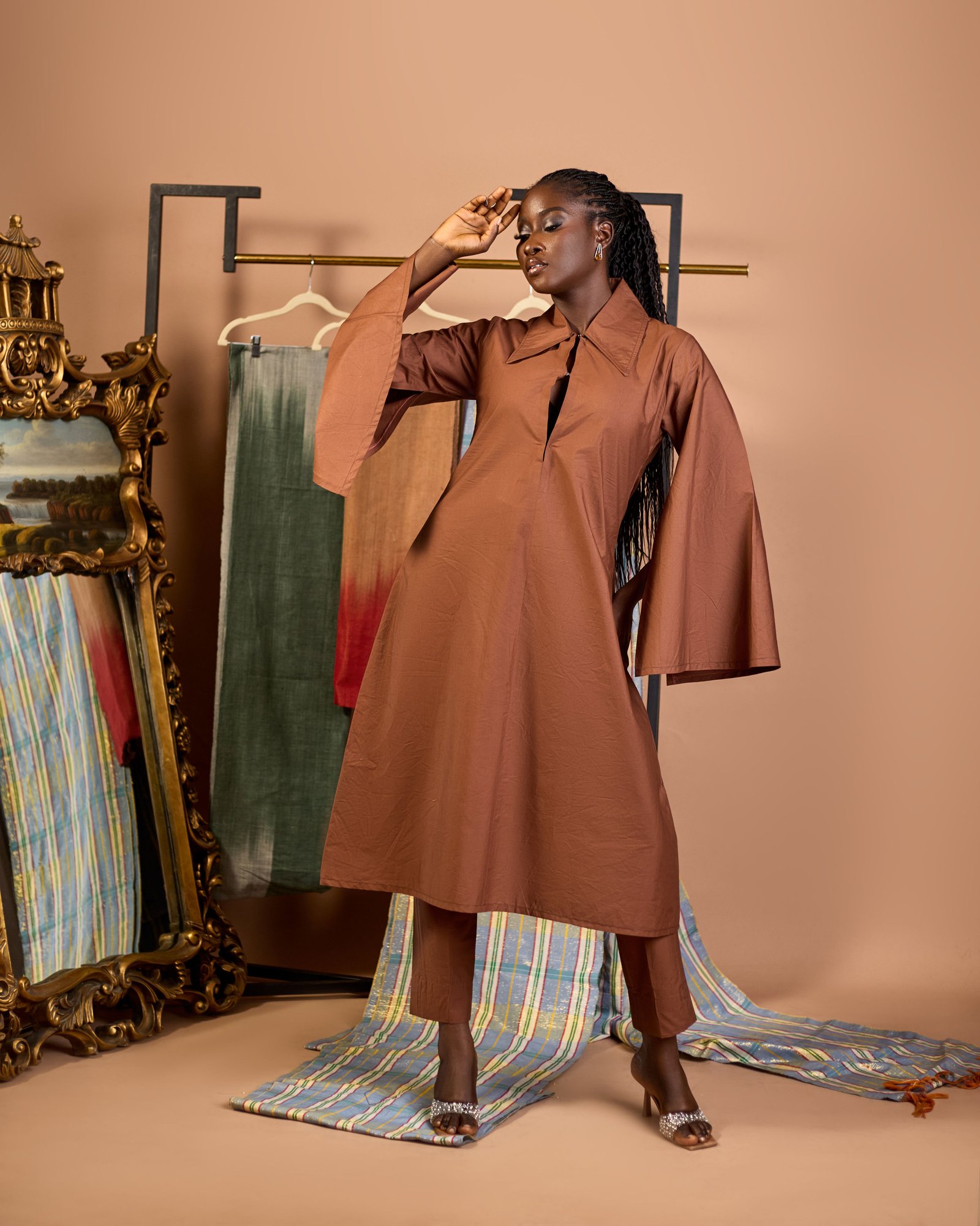 Saira Architectural Peakaboo Kaftan & Cigarette Pant Ensemble