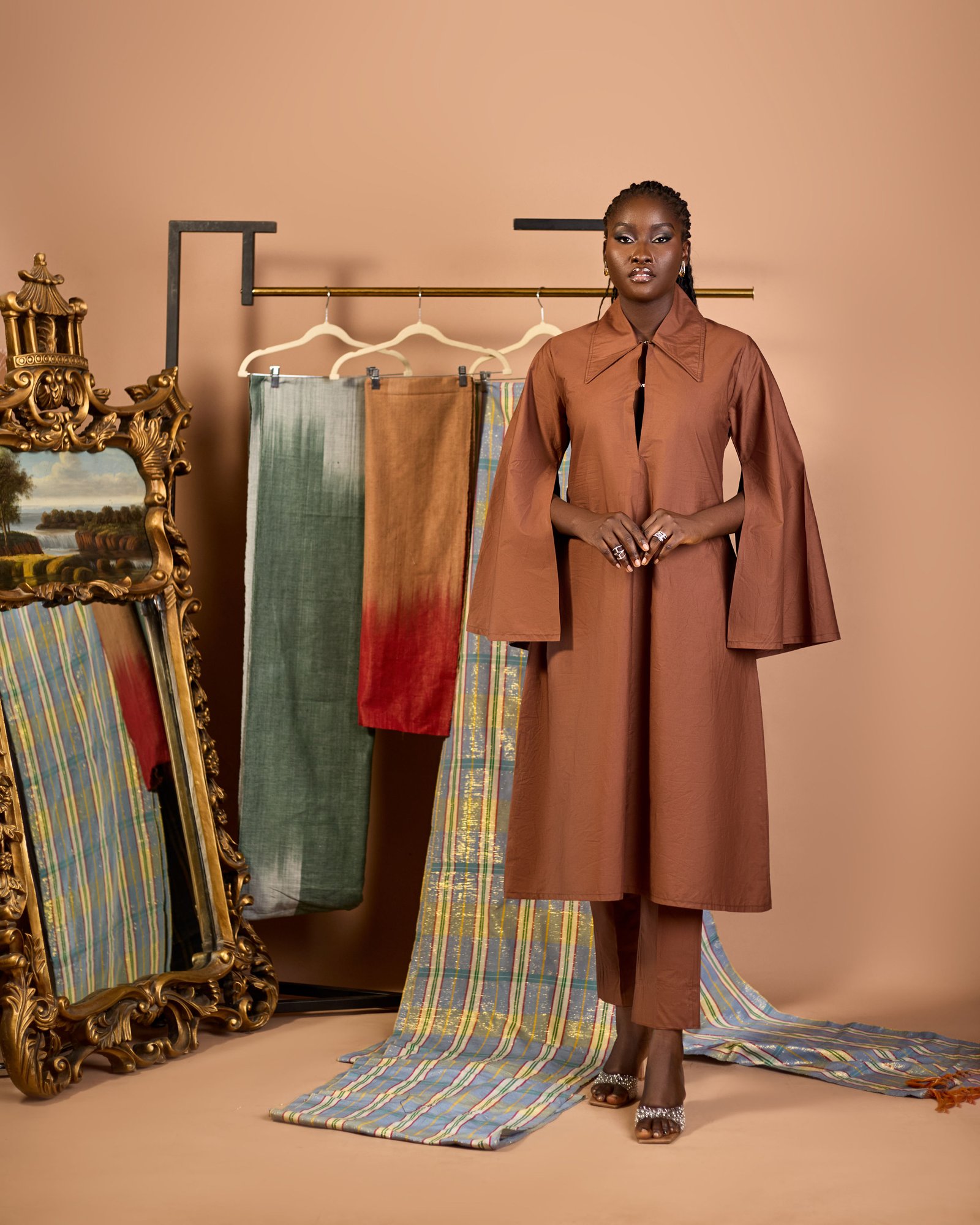 Saira Architectural Peakaboo Kaftan & Cigarette Pant Ensemble