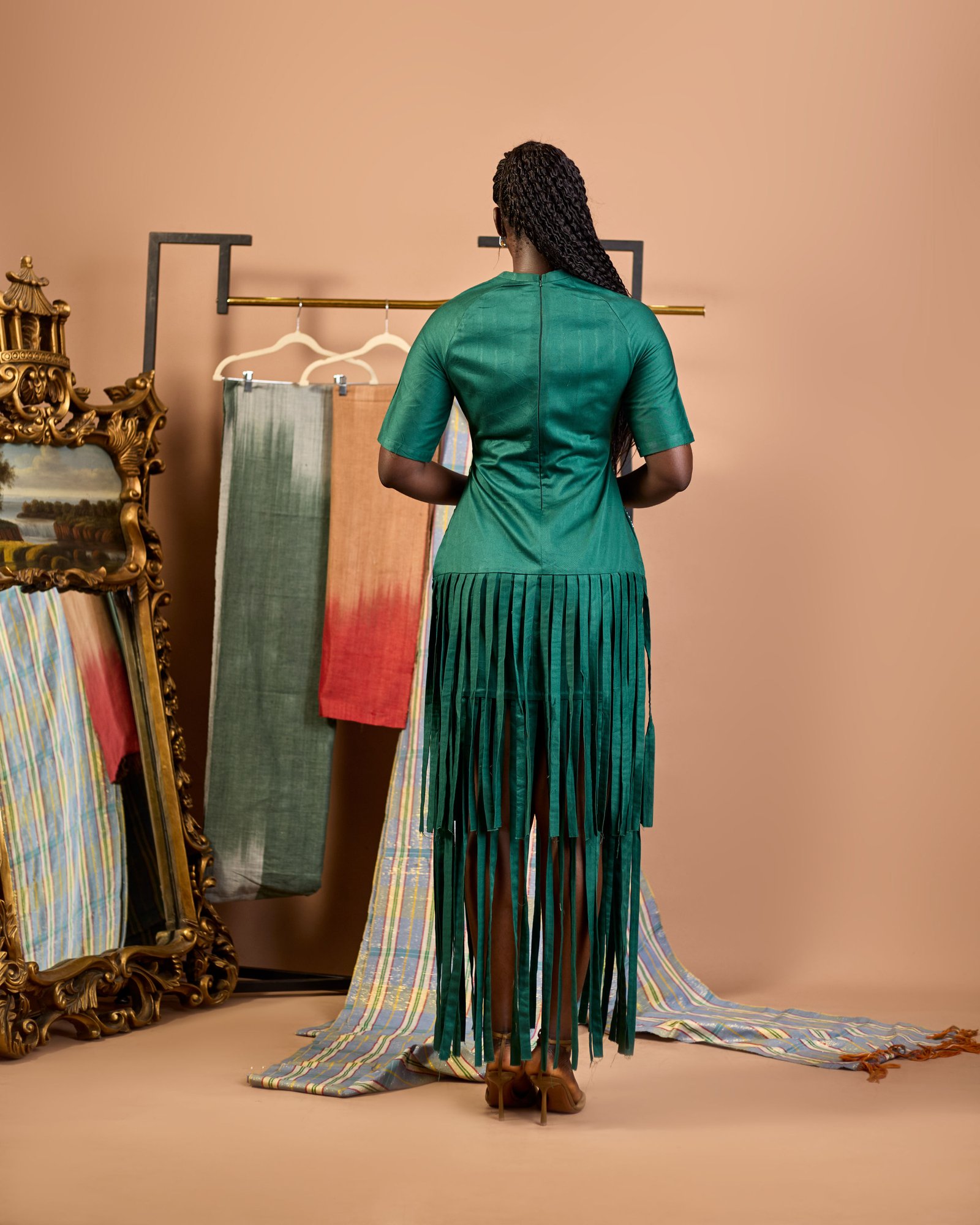 Sakina Beaded Architectural Fringe Gown