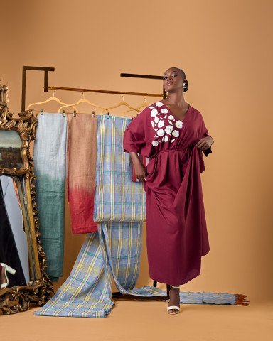 Salma Sculptural Auduga Draped Kaftan