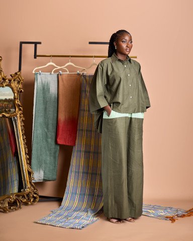 Safiya Sculptural Linen & Tonal Contrast Ensemble