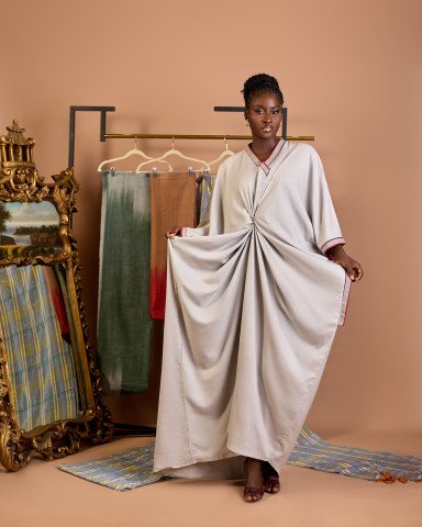 Hajara Sculptural Twisted-Front Kaftan